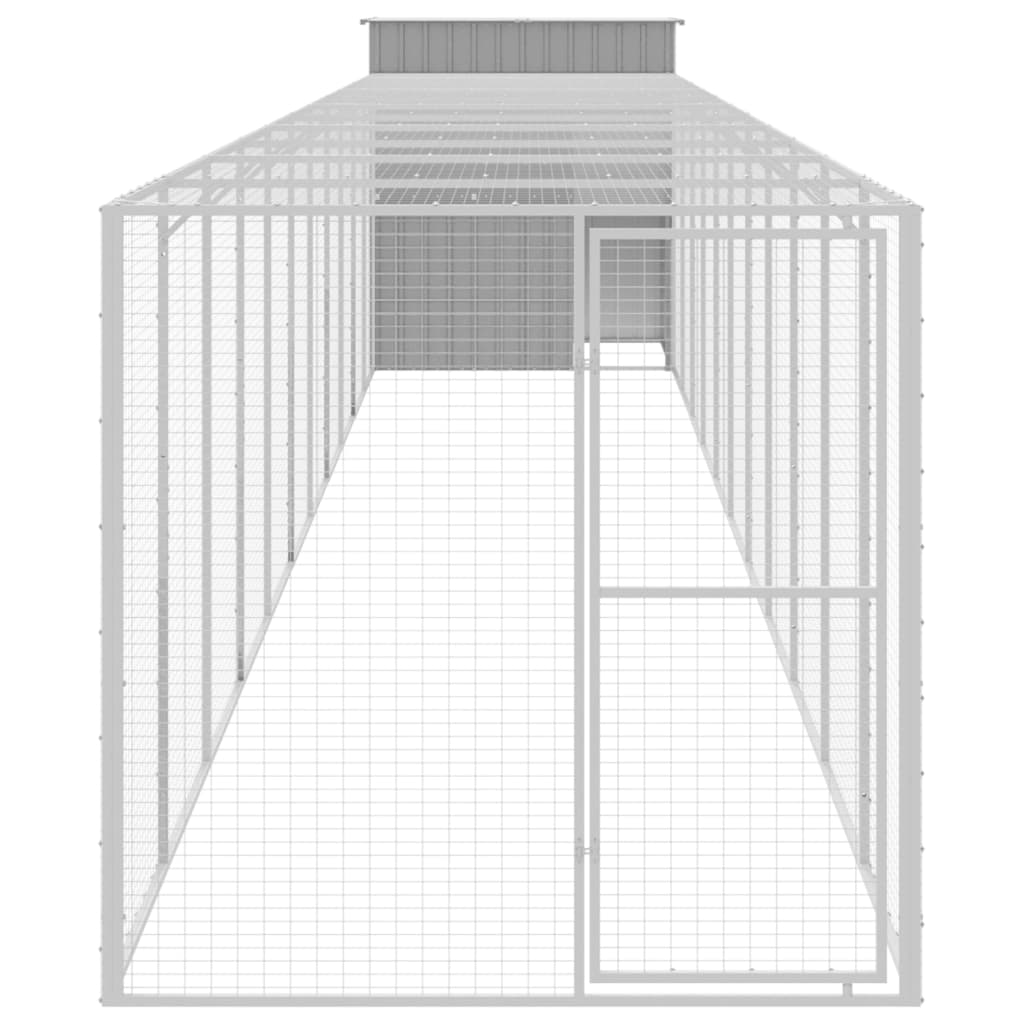 Galinheiro vidaXL com área externa, aço galvanizado, cinza claro, 165x251x181cm