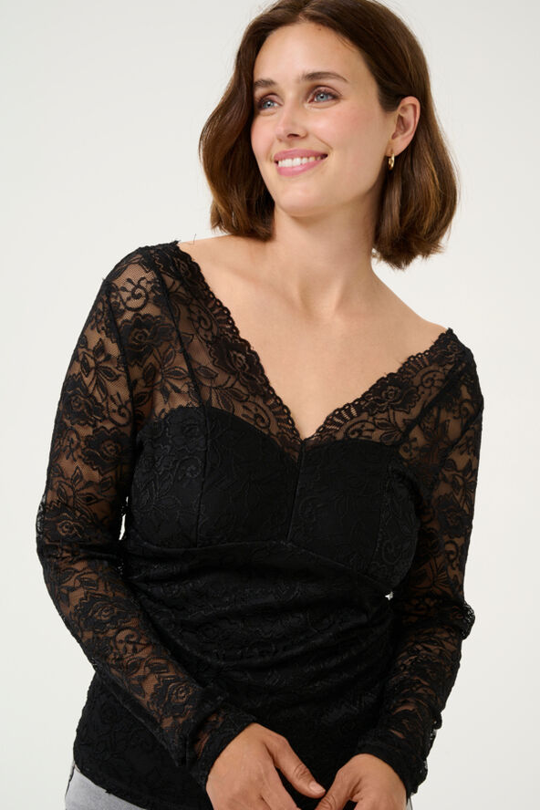 Cream CRGlaze Blouse w. Lining Pitch black
