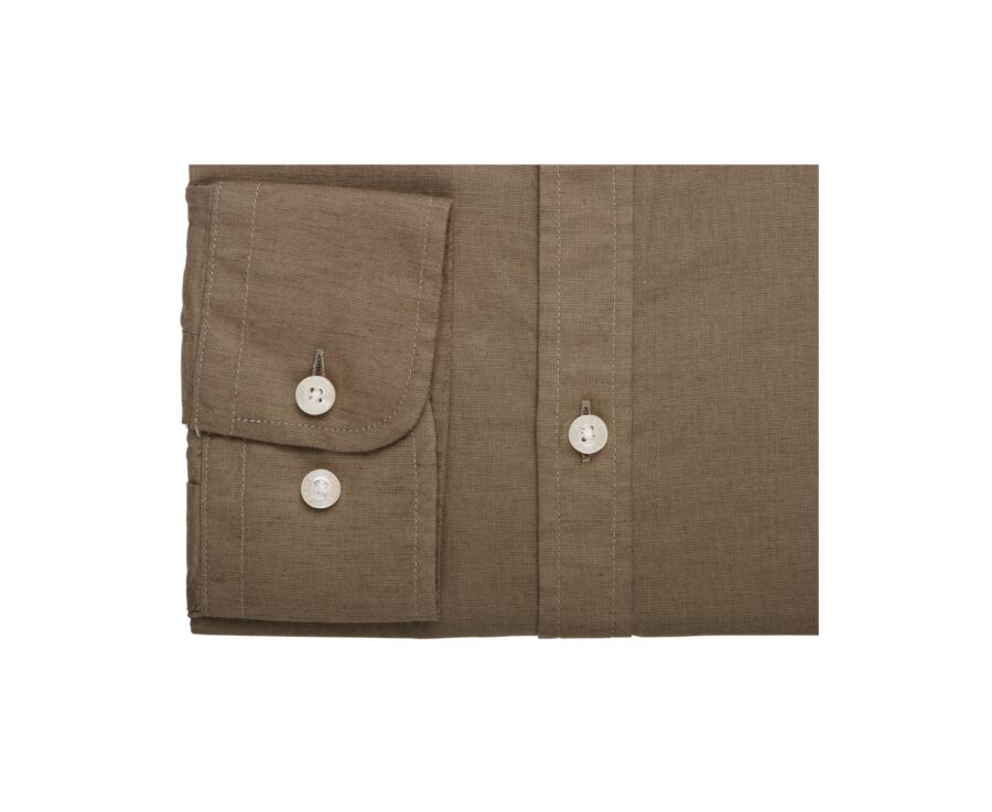 Chemise coton lin Taupe unie - ELIBERT