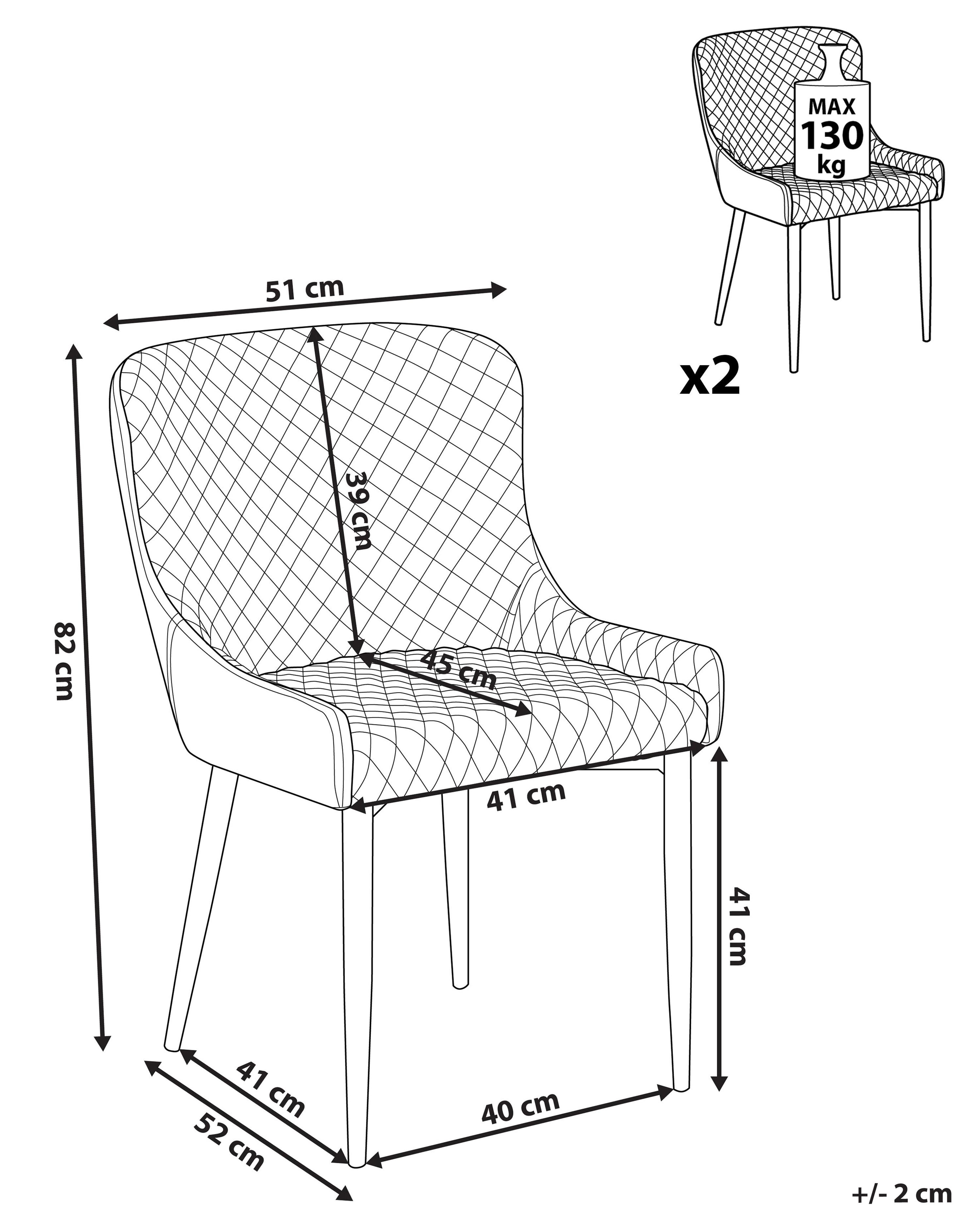 Set van 2 eetkamerstoelen SOLANO Fluweel Grijs