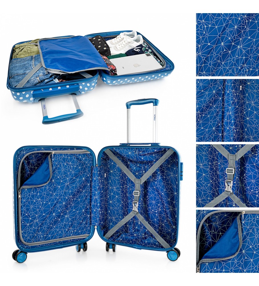 Mala de cabine pequena ITACA 702450 Azul -55x40x20-