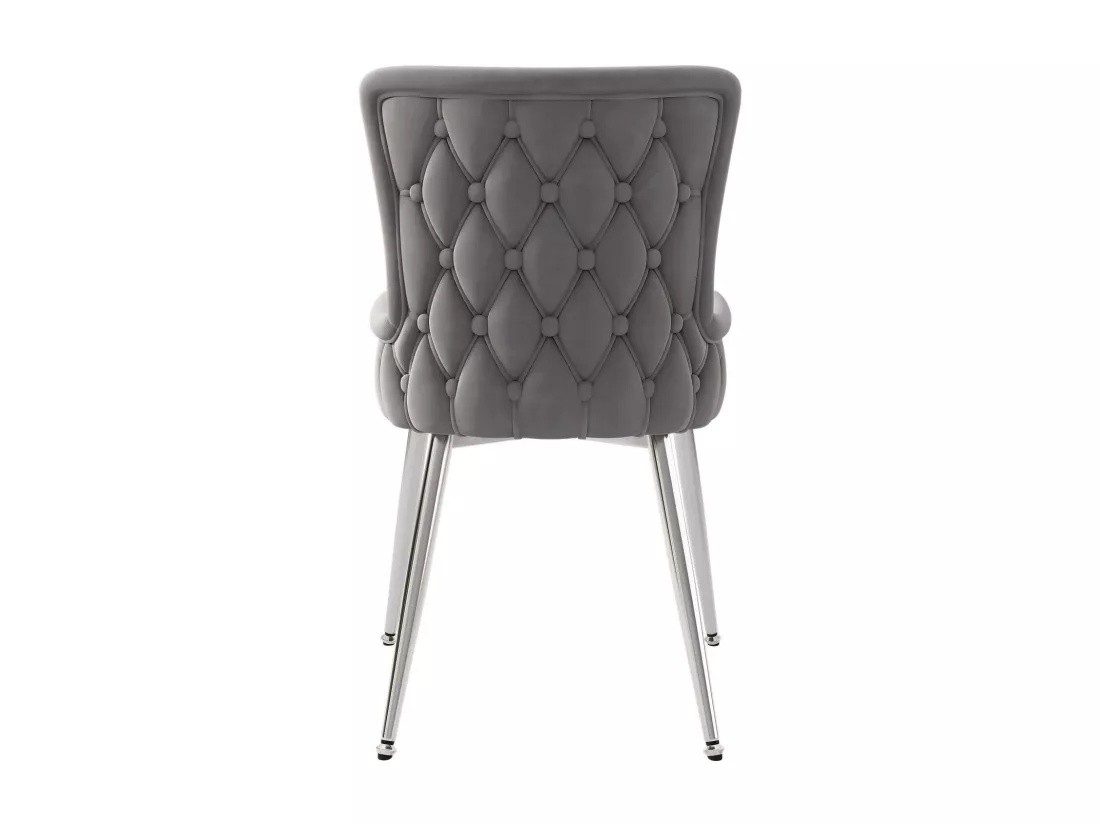 Lot de 6 chaises en velours, avec 4 pieds métallique, charge max 120kg, 55x48x84cm, Gris