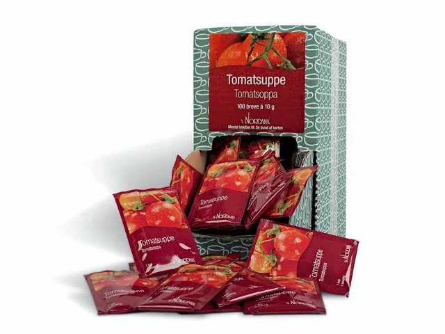 Tomatsuppe 10g med 100 breve i borddisplay