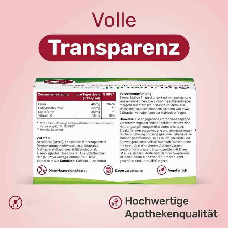 Glycowohl Eisen-Komplex duodenal 40 mg + Vitamin C Kapseln , 90 St