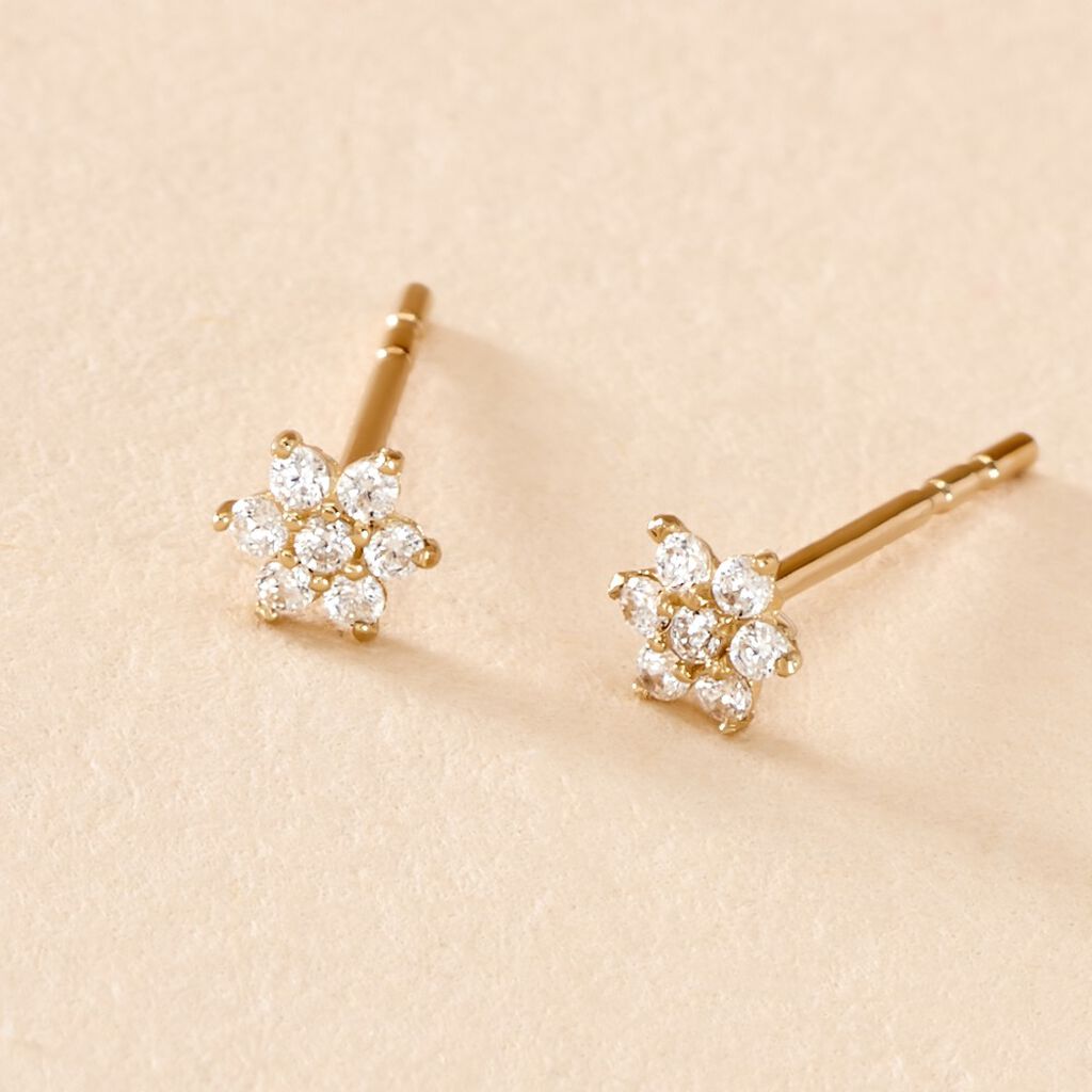 Boucles D'oreilles Puces Flovia Or Jaune Oxyde De Zirconium