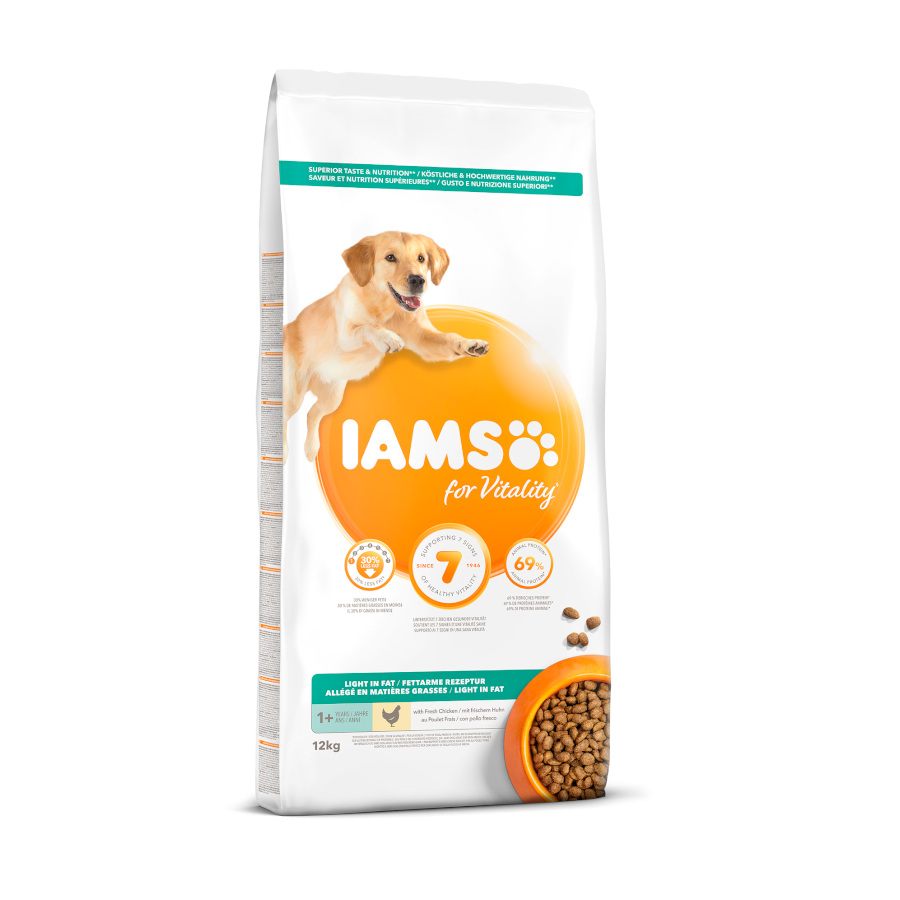 Ração para cães adultos IAMS for Vitality Light com frango.