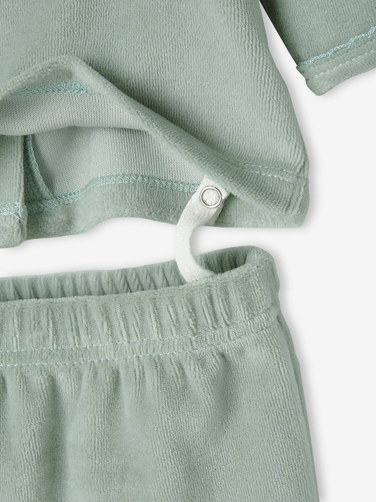 Conjunto de 2 pijamas de veludo para bebê menina, branco claro bicolor/multicolorido