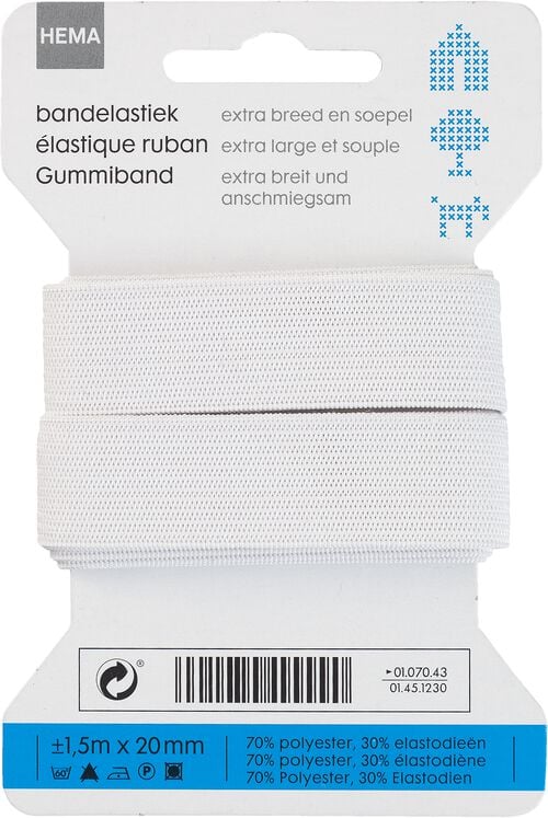 bande élastique 1.5mx20mm souple blanc
