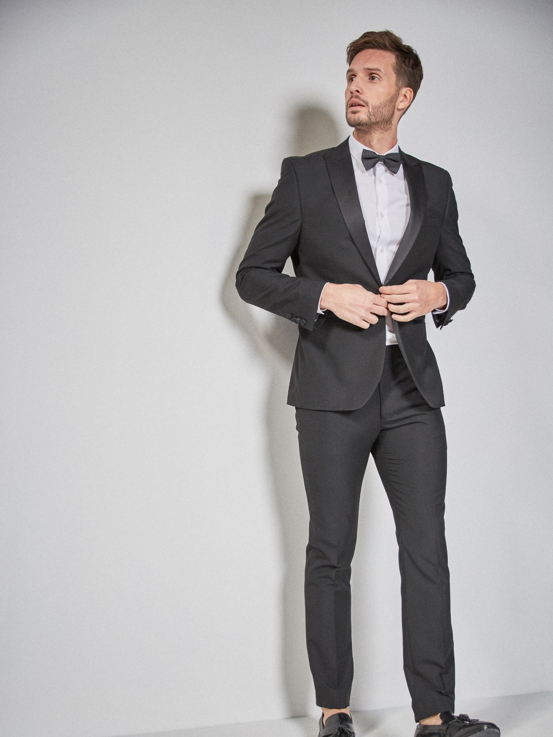 Zwart - Strakke Pasvorm - Pantalon in smokingstijl