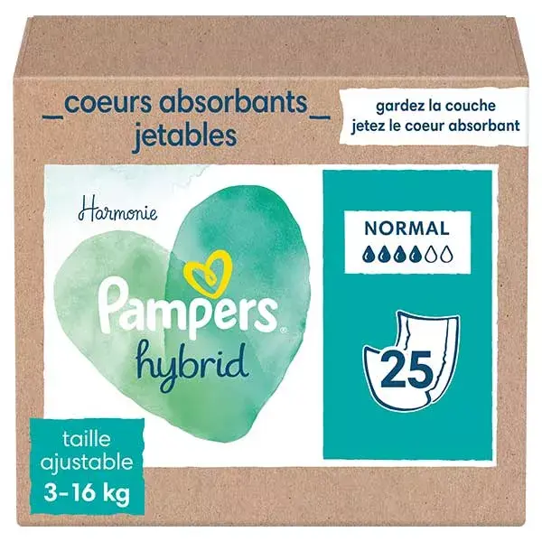 Fraldas descartáveis Pampers Harmonie com núcleo absorvente híbrido, 25 unidades.