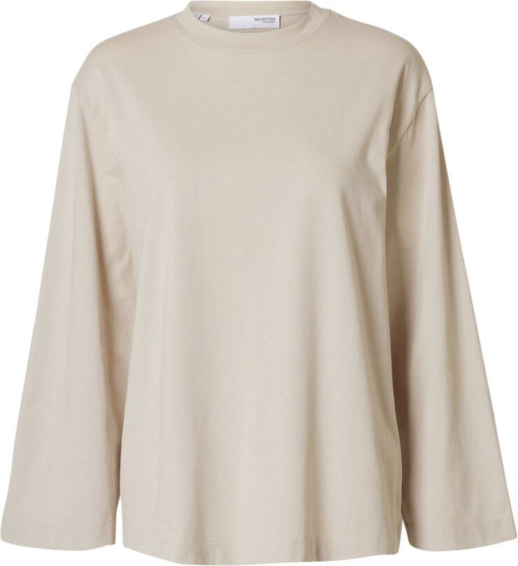 Selected Femme SLFELISA LS BOXY TEE D2 Oatmeal