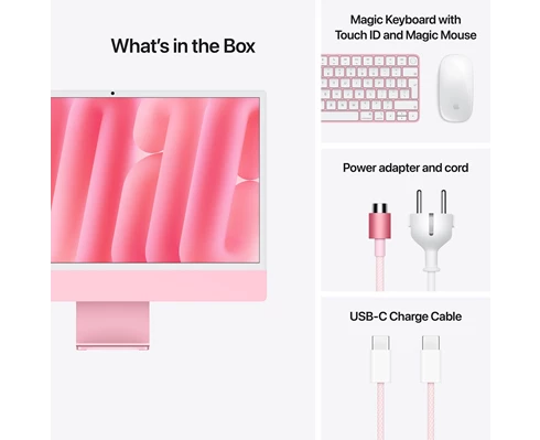 Apple 24-inch iMac - Retina 4,5K display, M4 chip 10-core CPU   10-core GPU, 24GB RAM, 512GB SSD - Pink