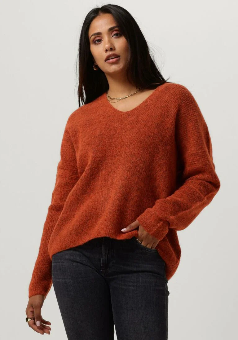 MOS MOSH oranje mos mosh trui mmthora v-neck knit
