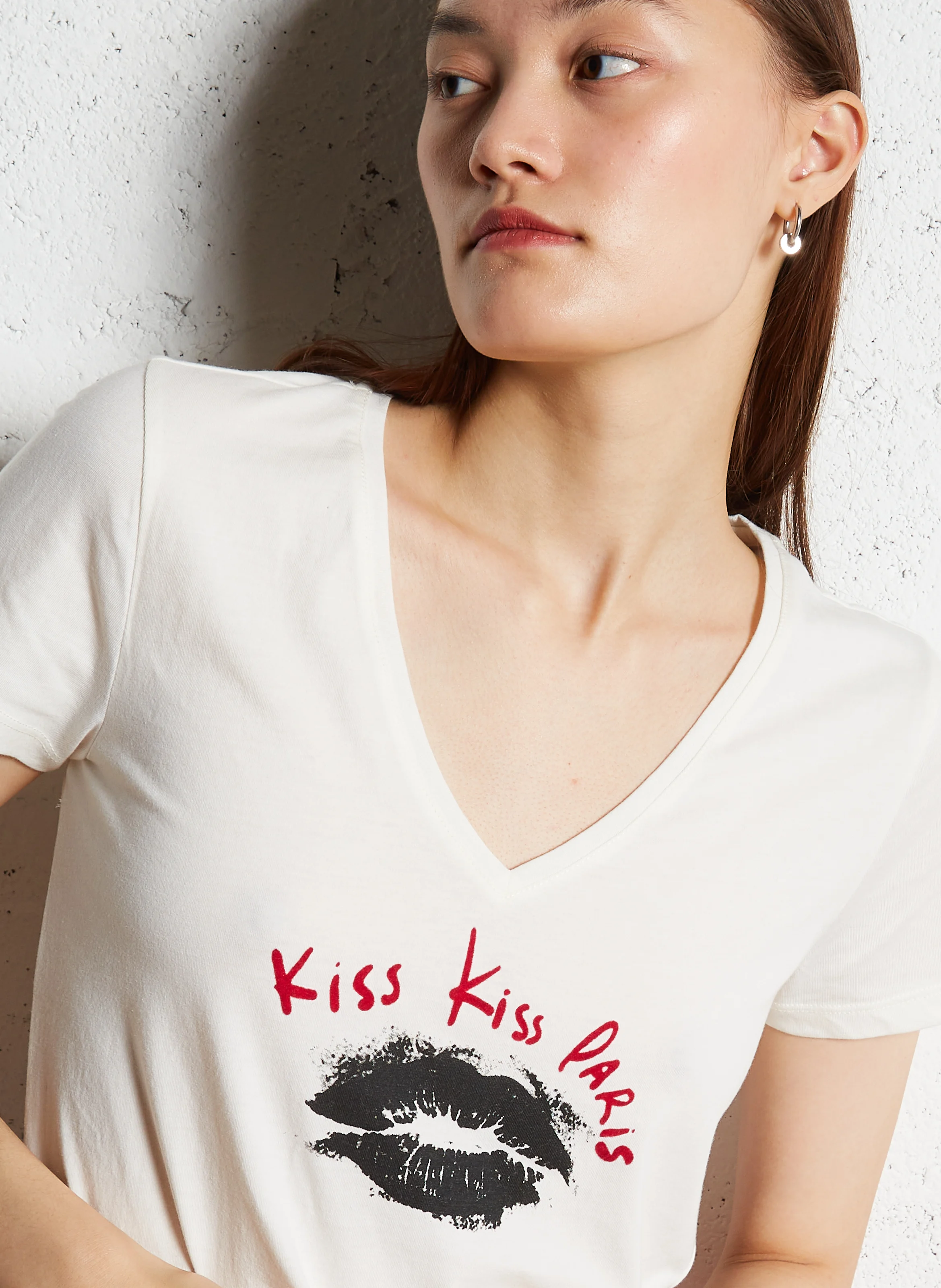 Tee-shirt droit en coton mélangé | Blanc