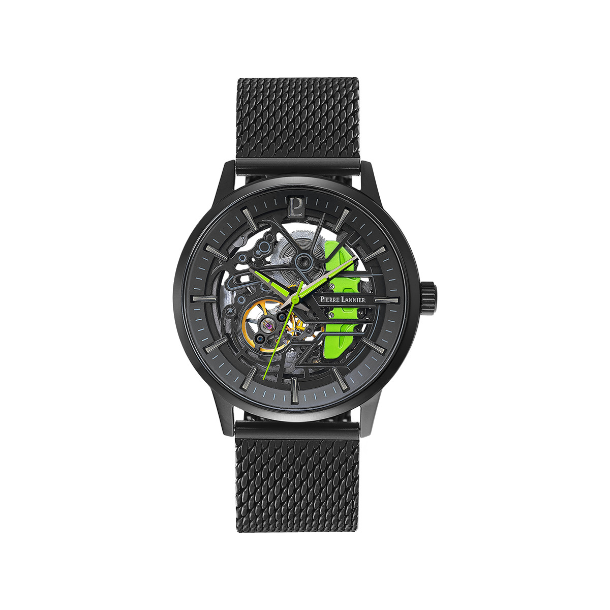 Montre PIERRE LANNIER Paddock homme automatique bracelet acier noir