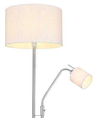 AVA Stehlampe braun, goldfarben, grau, D/H: 40 x 175 cm, Textil, Metall