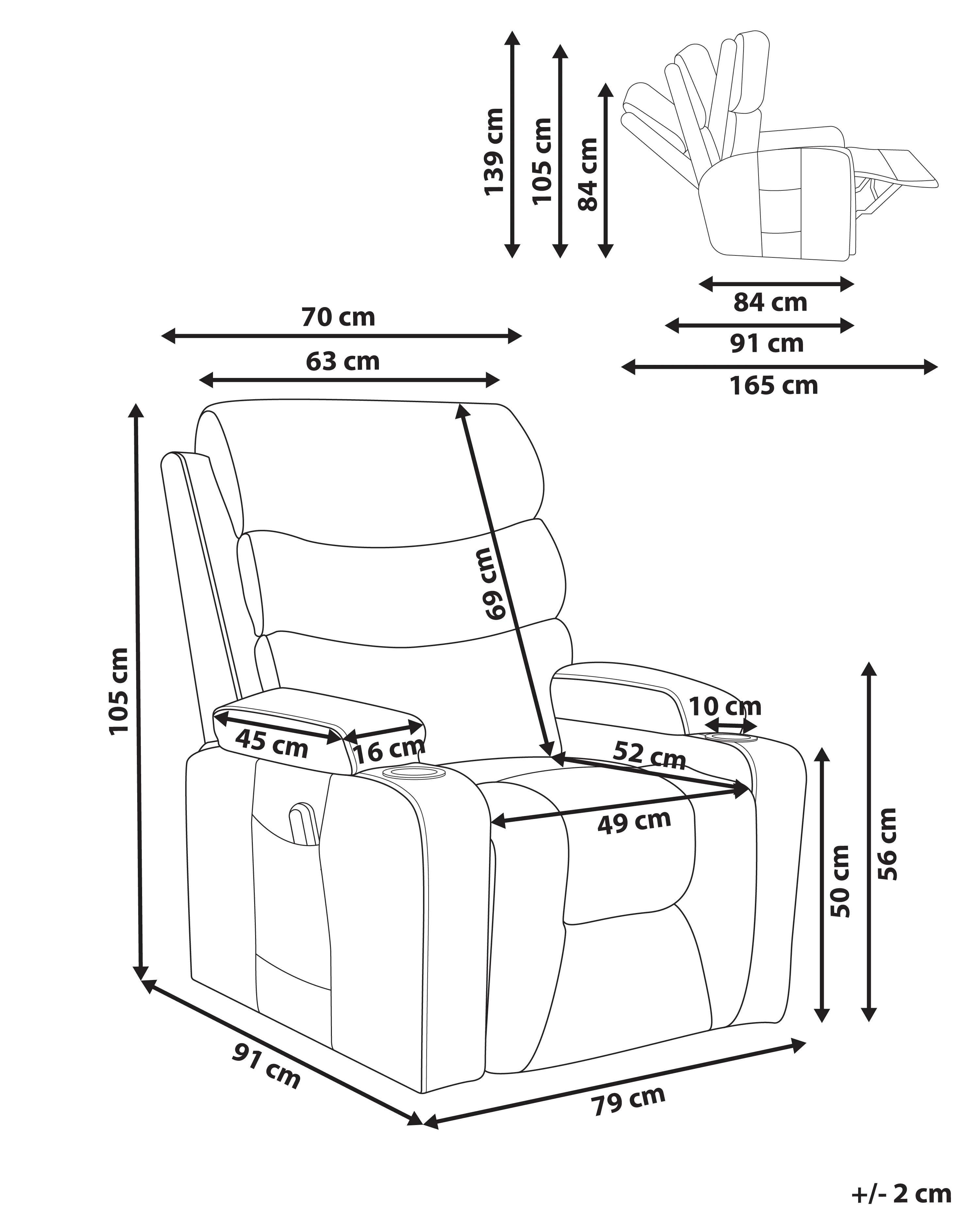 Elektrische relaxfauteuil ETER inclusief voetensteun Kunstleer Zwart