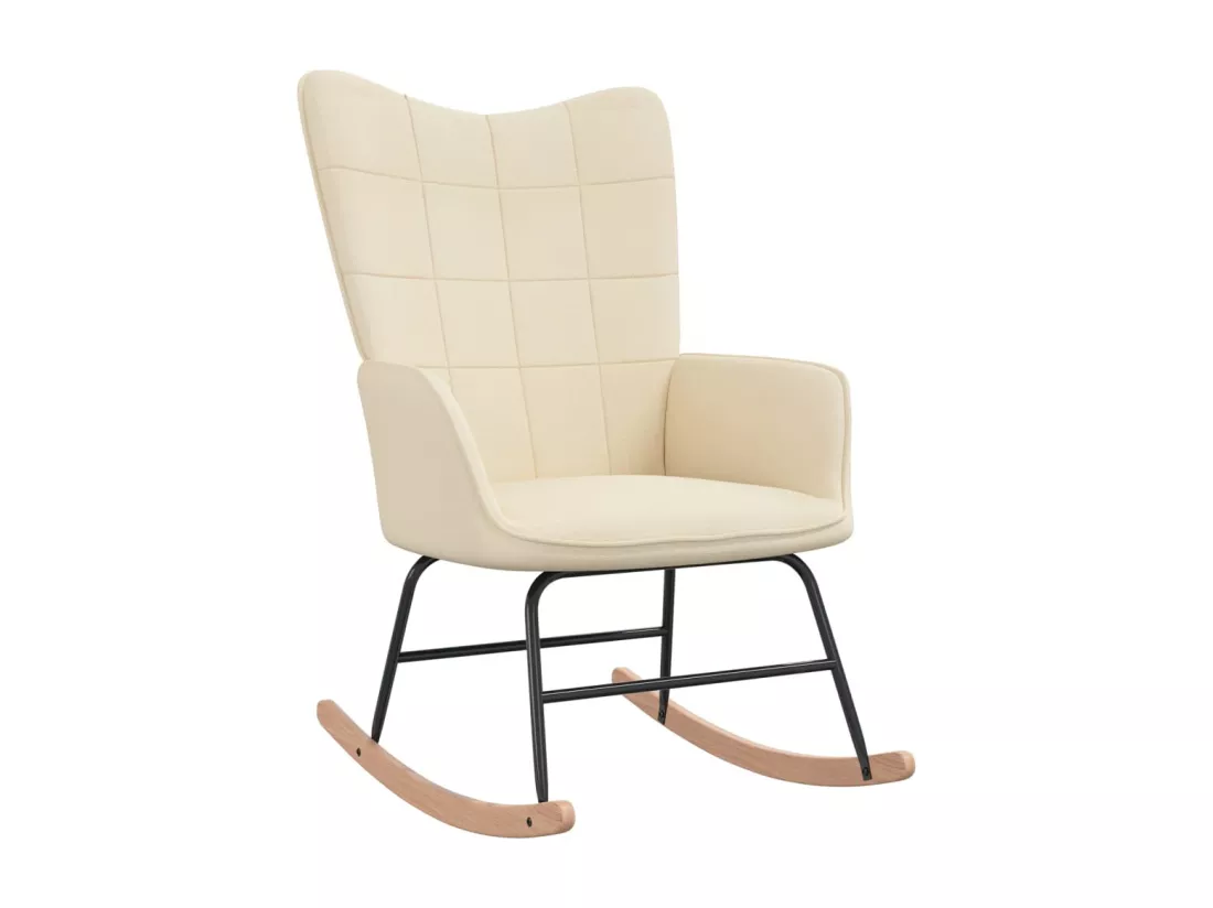 Chaise à bascule avec tabouret Crème Tissu