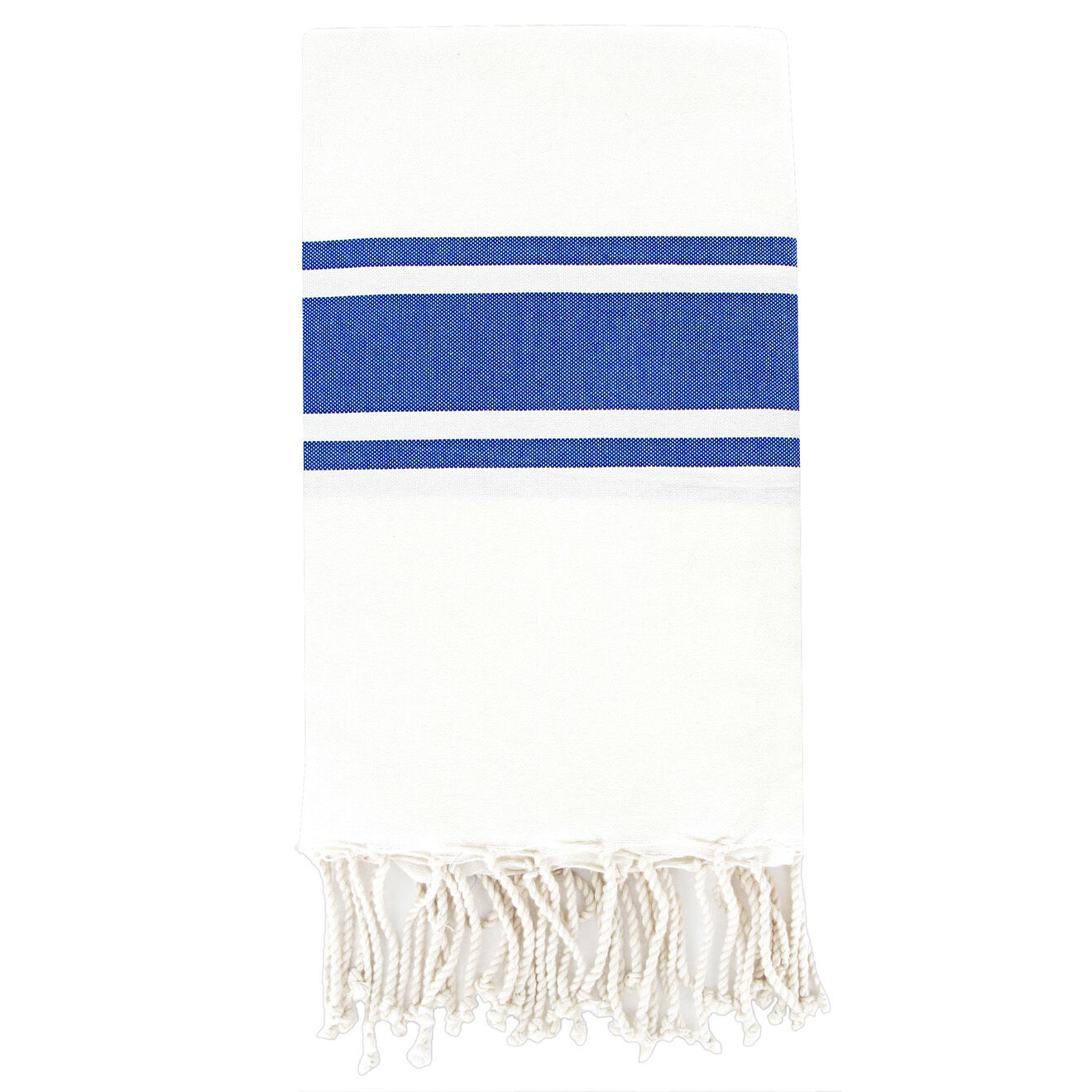 Febronie Fouta Traditionelle St Tropez blanc/bleu grec - 100x200 cm