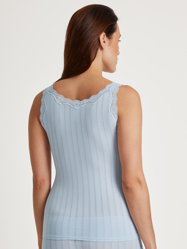 CALIDA Tanktop »Etude Toujours«, zarte Spitze, Nadelstreifen-Design, Cotton-Mix, elastisch