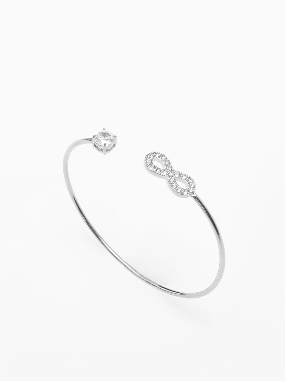 Bracelet jonc fin à strass- Argenté