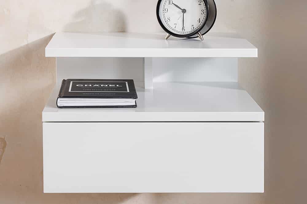 Hängender Nachttisch FLOATING 35cm weiß Regal mit Schublade