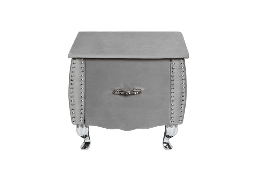 Eleganter Nachttisch EXTRAVAGANCIA 50cm silbergrau Samt Nachtkommode mit Schublade
