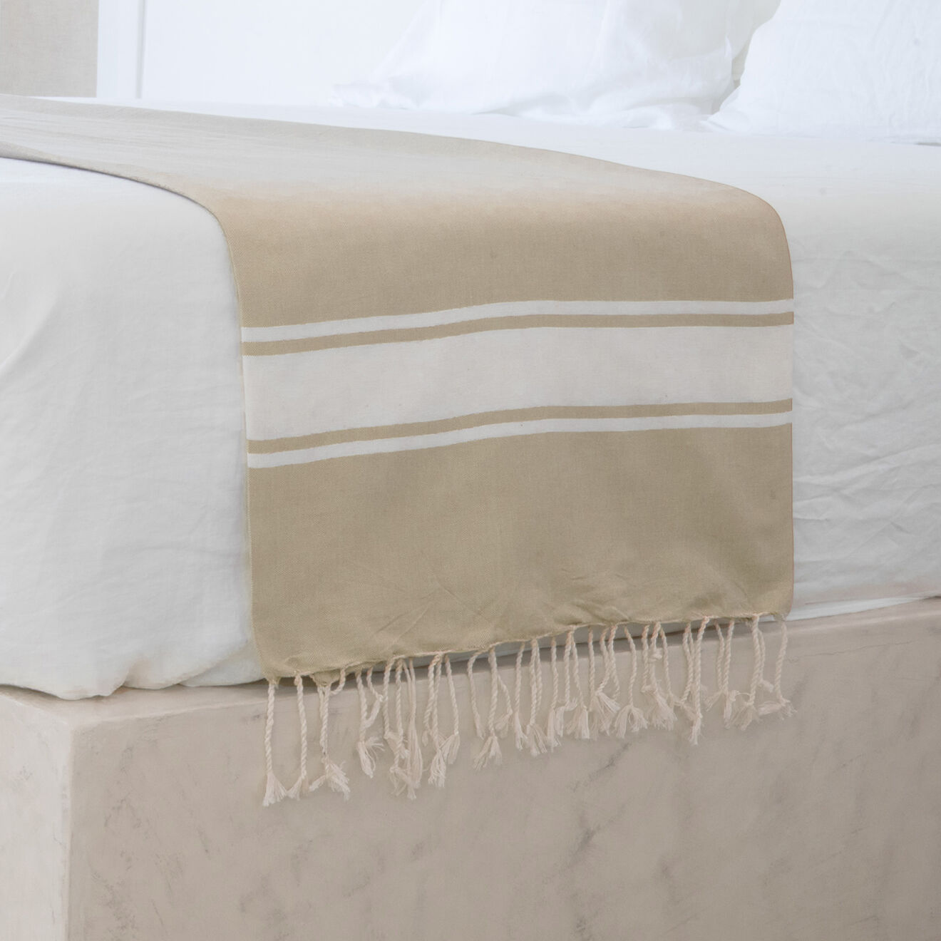 Febronie Nappe 100% Coton 200 g/m² Saint-Tropez beige/blanc