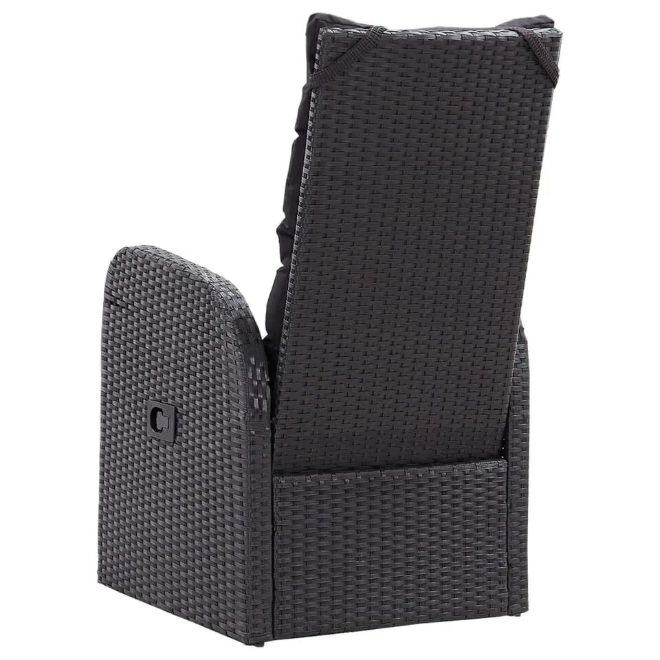 vidaXL - Tuinstoelen - Zwart - Poly rattan - 2 stuks - Verstelbaar - Met kussens