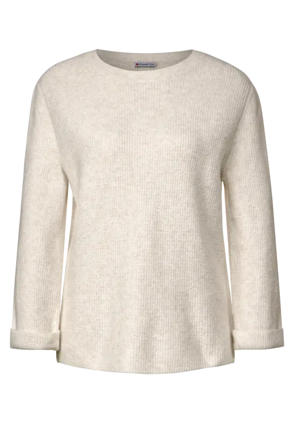 Melange Strickpullover - cream white melange