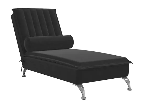 Chaise longue de massage avec traversin noir velours