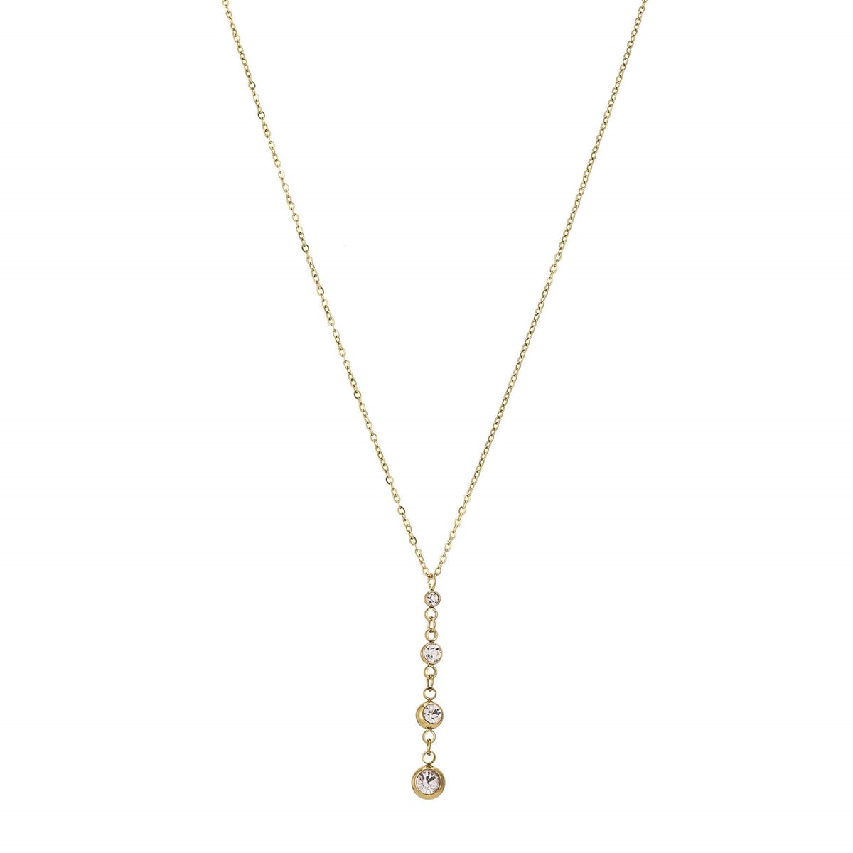 Collier Storia zircons acier doré or