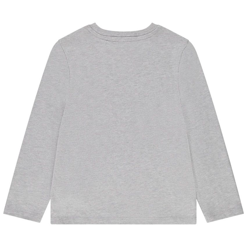 T-shirt manches longues en jersey print fantaisie pour garçon - Gris chiné