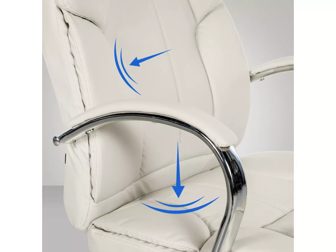 Chaise de bureau - Similicuir & Métal chromé - Blanc - XXL Xanthos