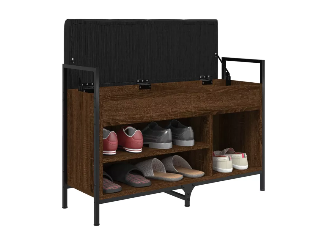 Banc à chaussures chêne marron 85,5x32x57,5cm bois d'ingénierie