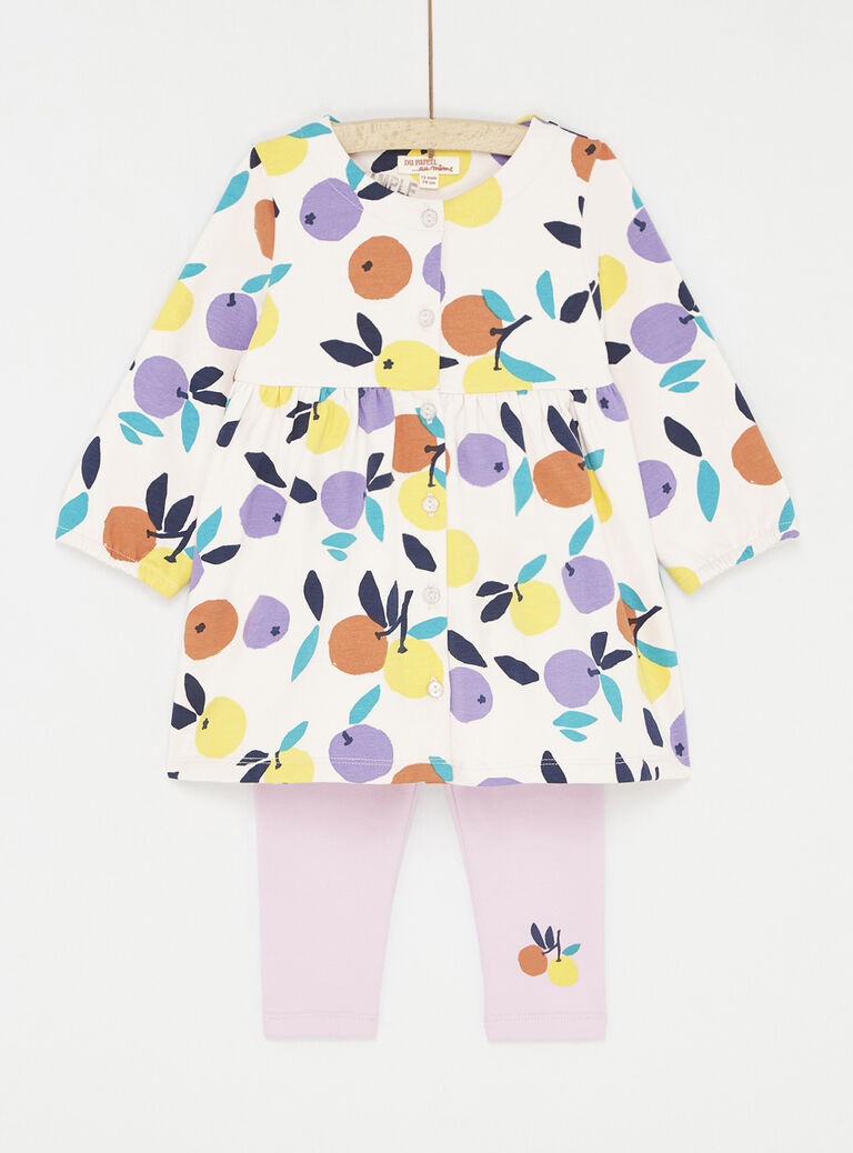 Ensemble imprimé rose pale bébé fille