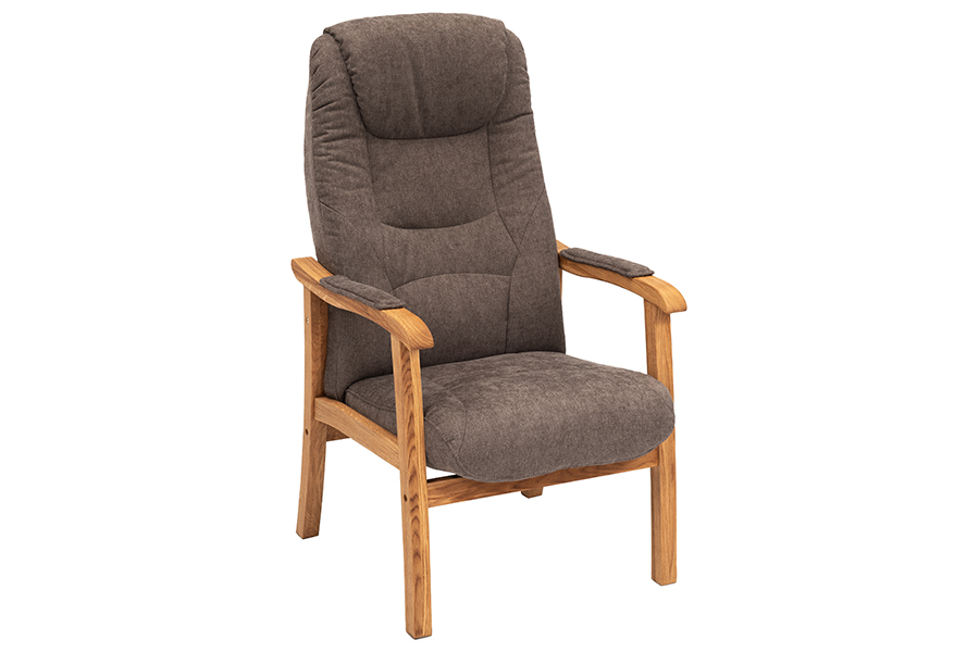 Otium lenestol Tekstil Vila 2240 light brown med understell i oljet eik
