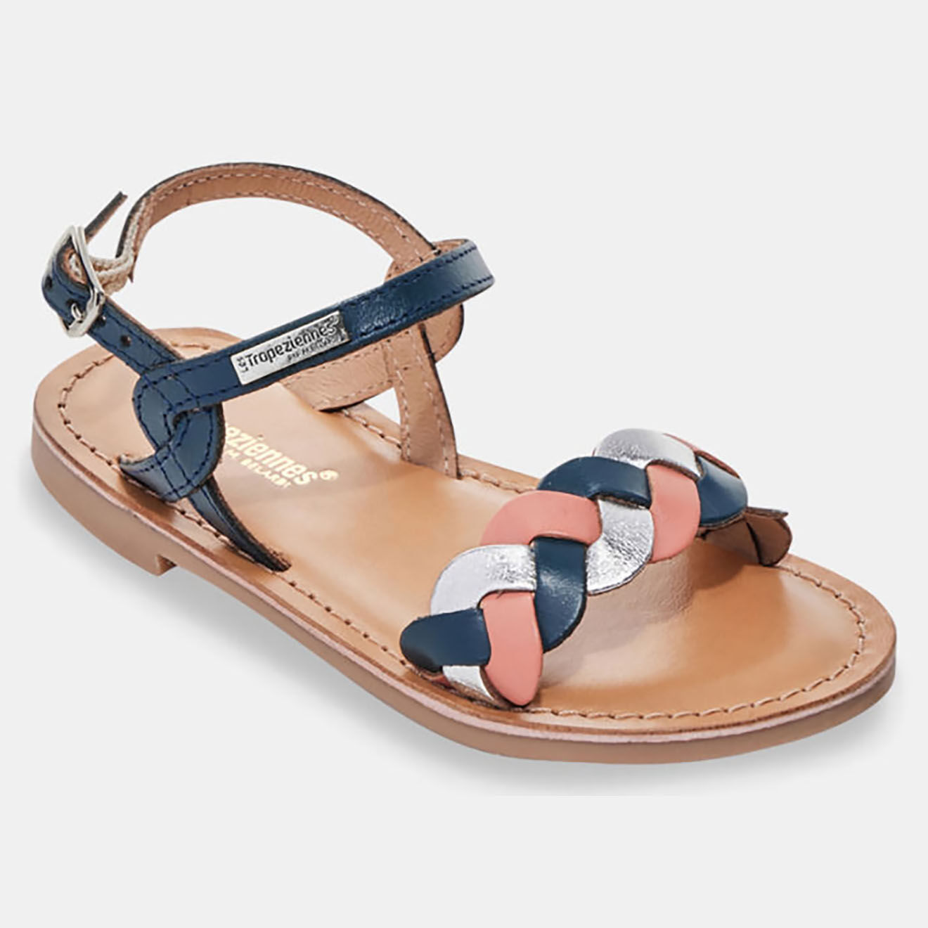 Les Tropeziennes Sandales en Cuir Bonbon bleu/multicolore