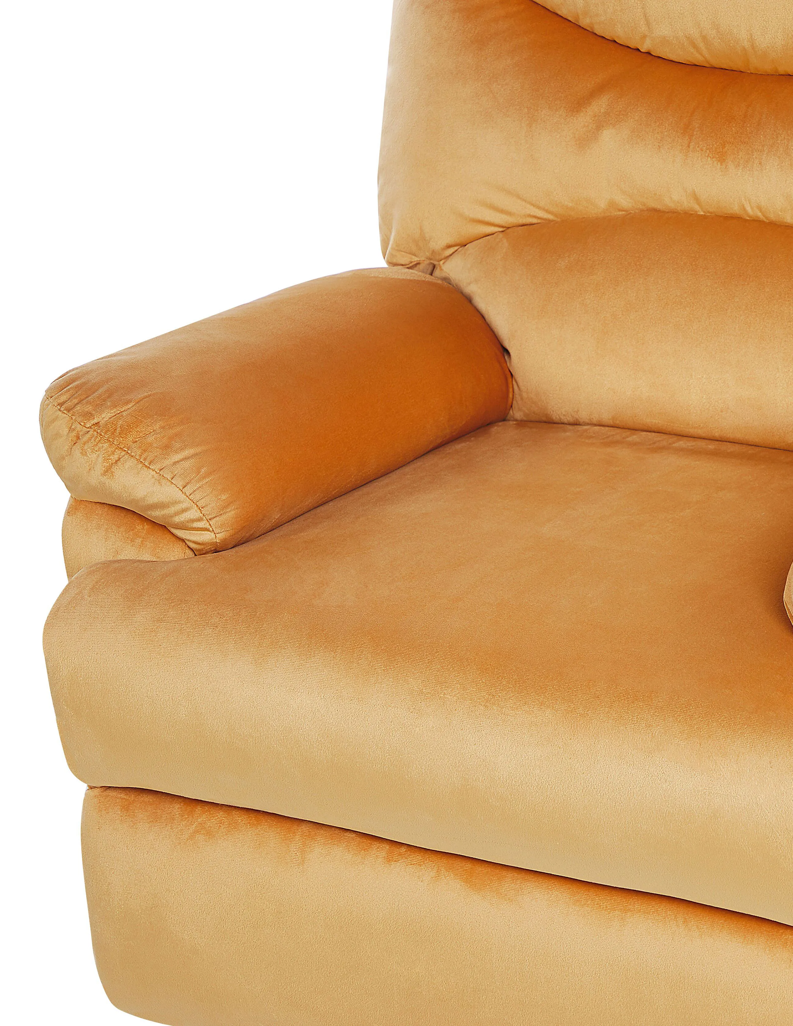 Relaxfauteuil ESLOV inclusief voetensteun Fluweel Mosterdgeel