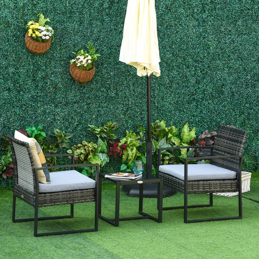 Outsunny Polyrattan Sitzgruppe als 5-tlg. Set grau