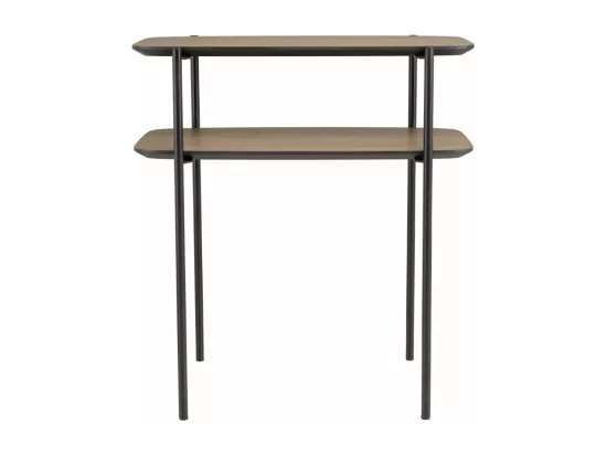 FLEUR - Table d'appoint double plateau couleur mocha pieds métal noir