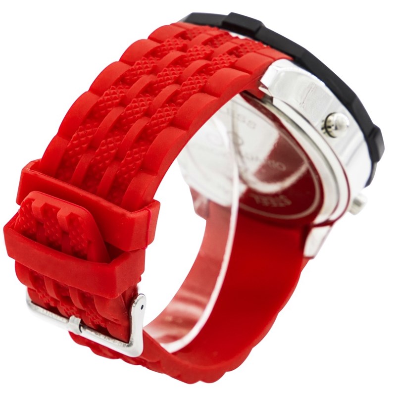 Coffret montre Homme GIORGIO bracelet Silicone Rouge