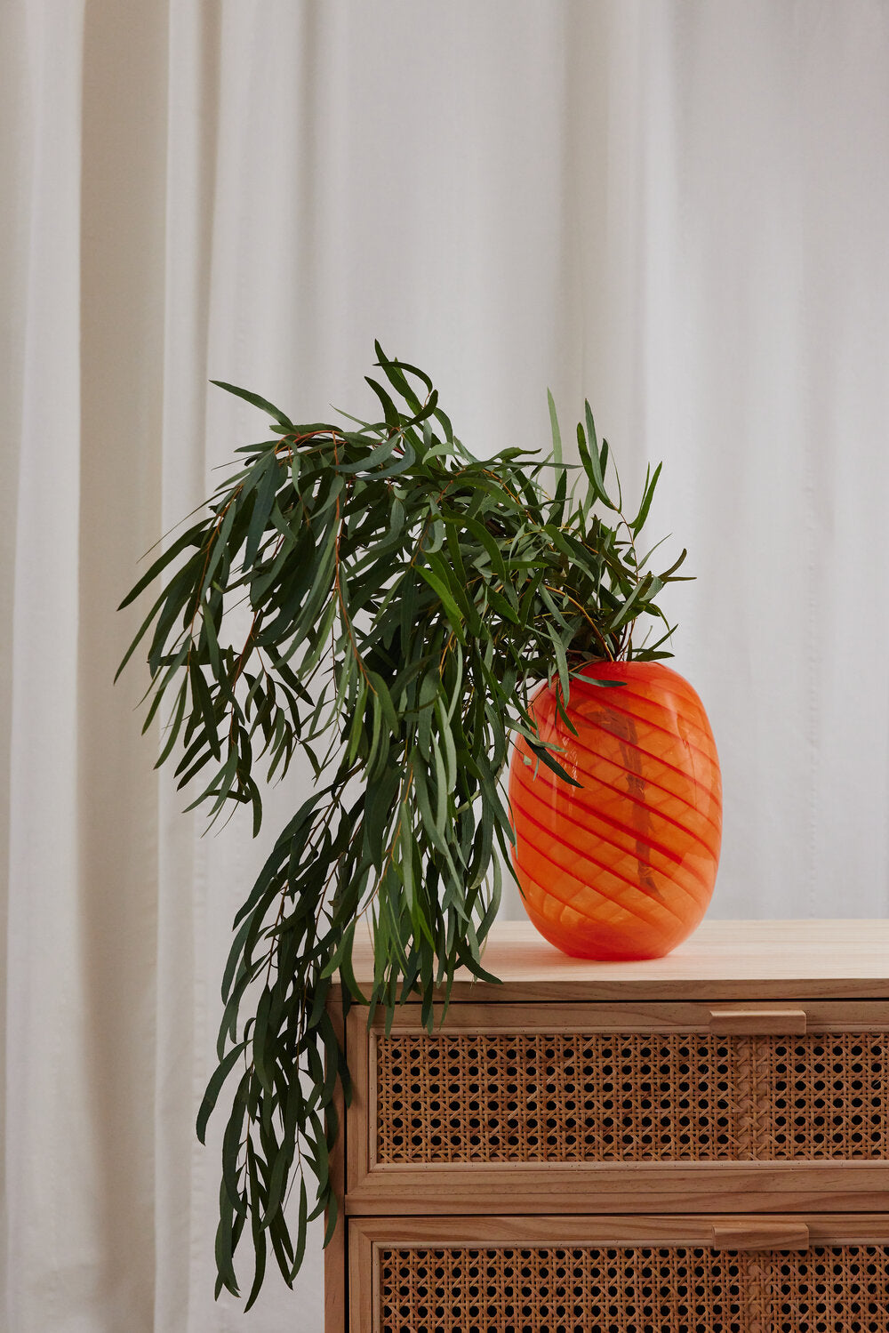 Bahne Interior  Swirled Oval vase, orange- H24 cm.