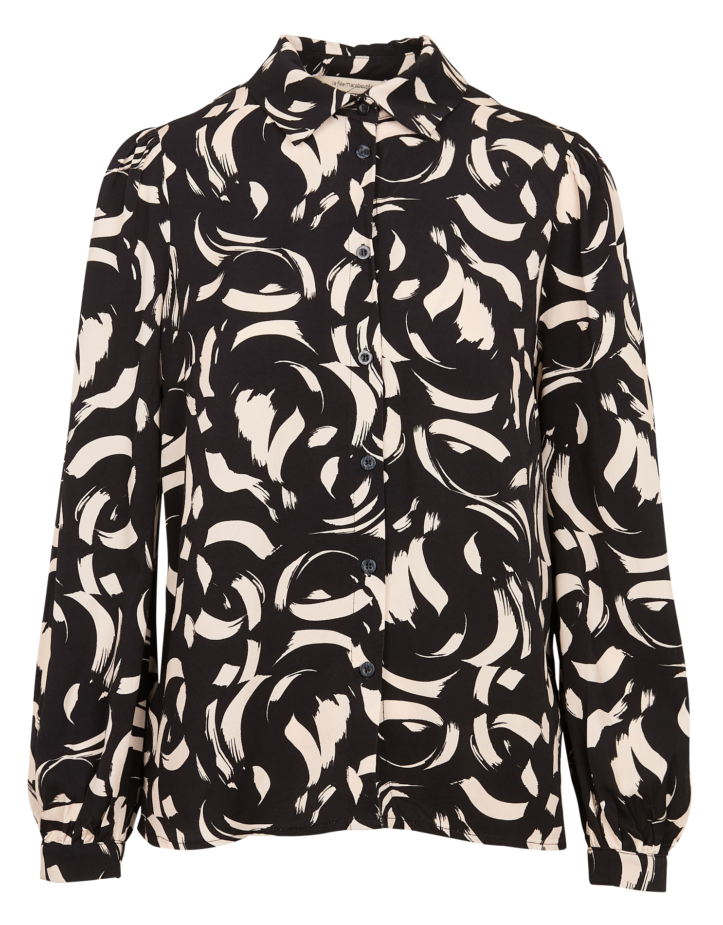 Chemise droite imprimée à col classique | Noir