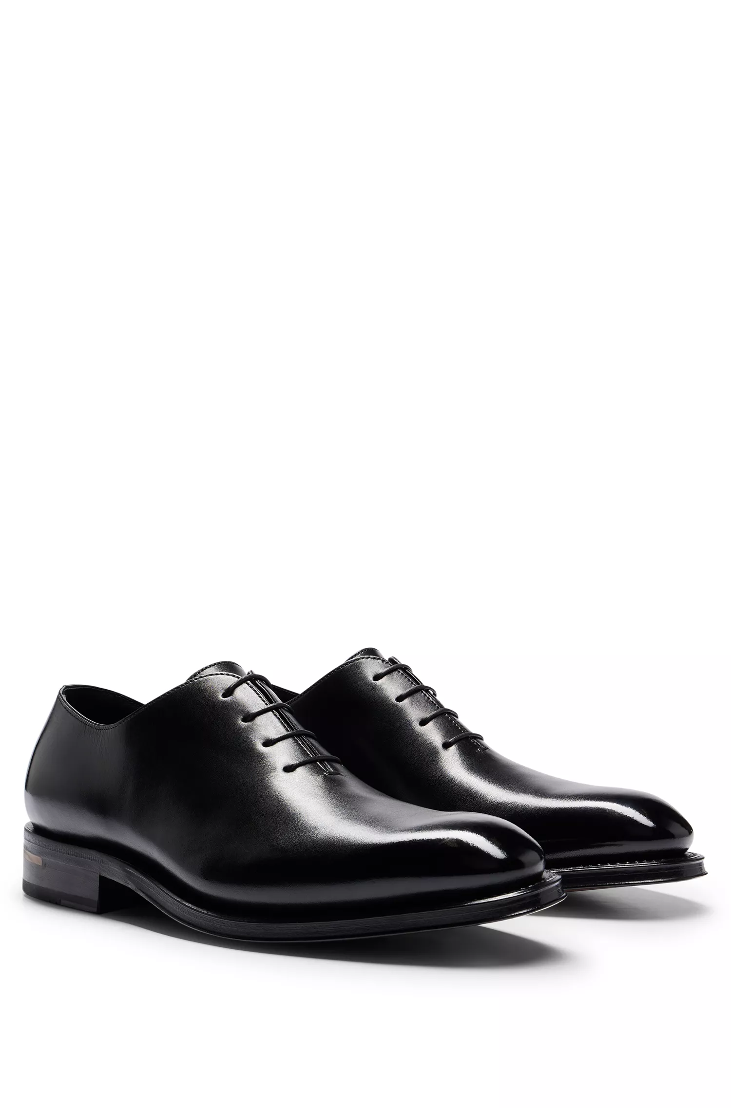 Sapatos Oxford BOSS em couro preto com efeito polido