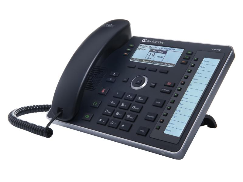 Audiocodes Tischtelefon 440HD Skype for Business Schwarz Ein modernes Business-Telefon der Mittelklasse mit integriertem Sidecar für Kurzwahlkontakte und Präsenzüberwachung