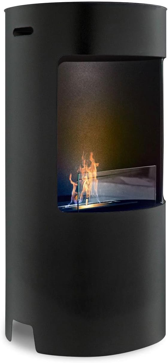 Frankystar Giulio Cesare – Bodenkamin Ø40 x 80 cm, Design für den Innenbereich, aus Edelstahl, Schwarz