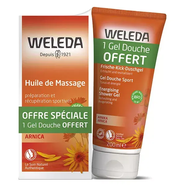 Óleo de Massagem Weleda Duo 200ml + Gel de Banho de Arnica Grátis