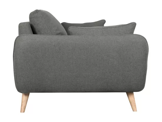 Canapé scandinave 3 places en tissu gris anthracite et bois clair CREEP
