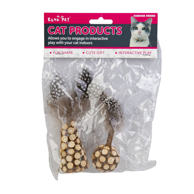 Katzenspielzeug aus Naturmaterialien - 2er-Set - ca 7,5 x 4,3 cm , 6 x 4 cm